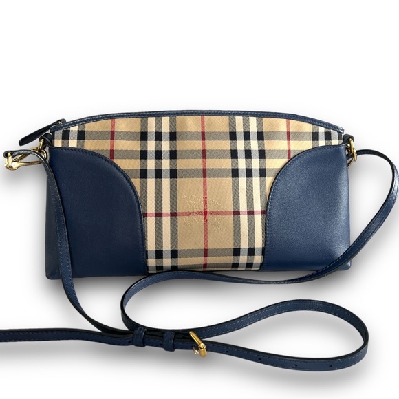 Burberry Handbags - Authenicated BURBERRY Horseferry Navy Blue Check Small Chichester Crossbody Bag